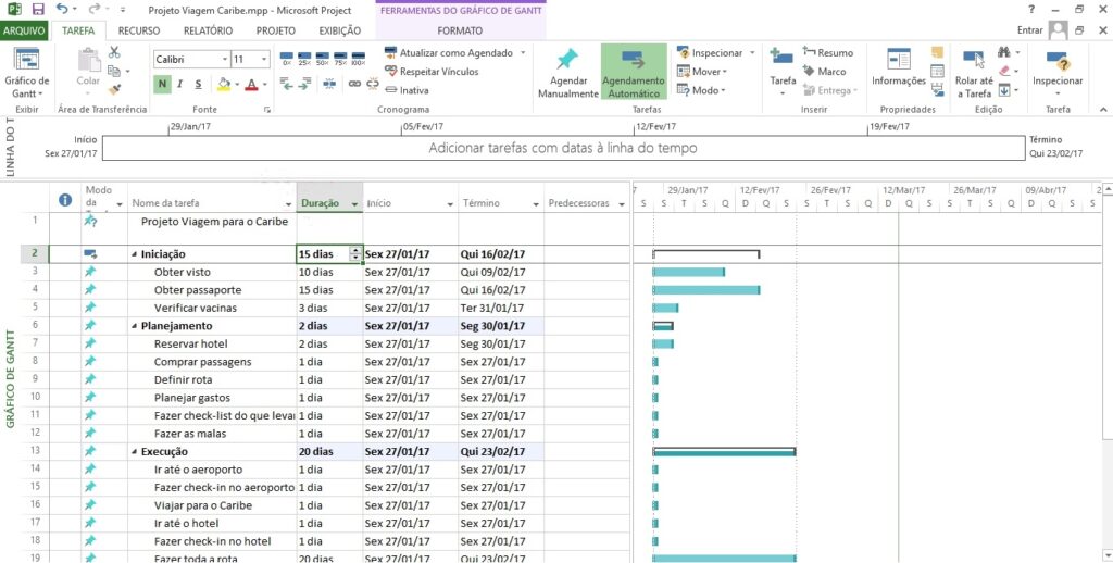 Cronograma do MS Project